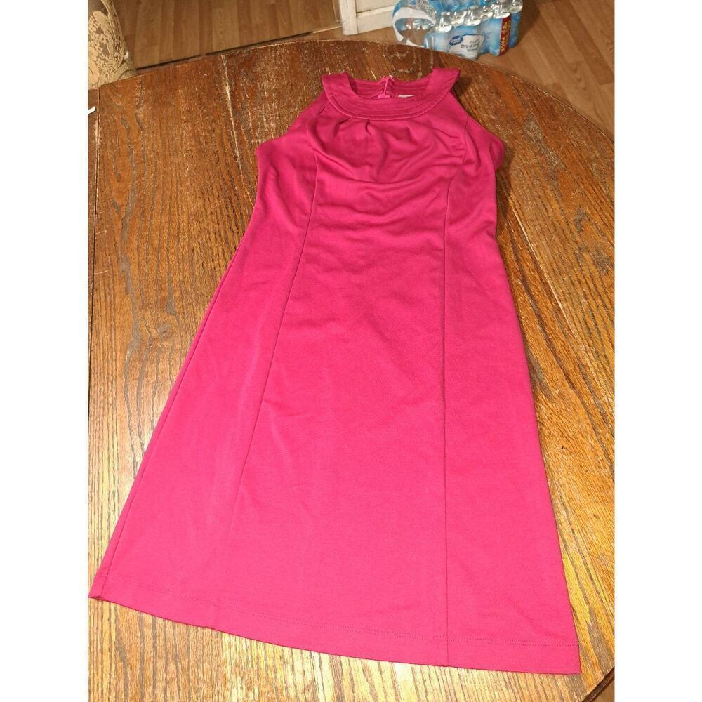 Size 2 Ann Taylor Magenta Pink Sleeveless Round Neck Rear Zipper Midi Dress